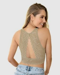 Bralette Crop Top Déstructurée à Col Haut -LEONISA Soldes 015807 882 1200X1500 2