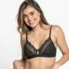 Brassière Triangle En Dentelle Et Tulle Avec Détail D'illets Sur Le Décolleté