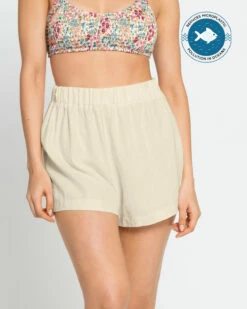 Short Type Lin Avec Ceinture élastique En Fibres Naturelles