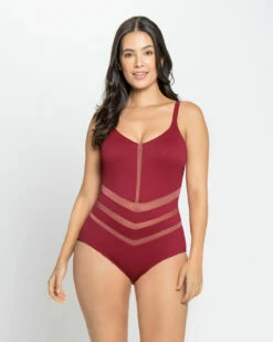 Maillot De Bain Une Pièce Avec Contrôle Du Ventre Et Texture Côtelée