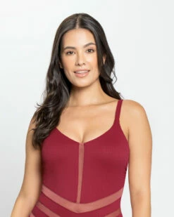 Maillot De Bain Une Pièce Avec Contrôle Du Ventre Et Texture Côtelée -LEONISA Soldes 19A055M 484 1200X1500 usa 3