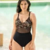Maillot De Bain Une Pièce Avec Tulle Sur Le Ventre Et Maintien Doux -LEONISA Soldes 19A057T 700 1200X1500 1