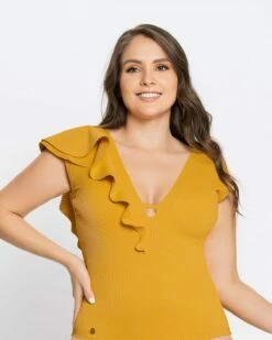 Maillot De Bain à Contrôle Doux Avec Bords Côtelés Sur Les Côtés -LEONISA Soldes 19A103N 122 1200X1500 TG 3