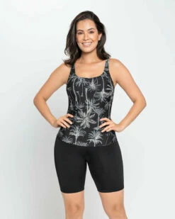 Maillot De Bain 2 Pièces Avec Haut à Haute Couvrance Et Short Tankini